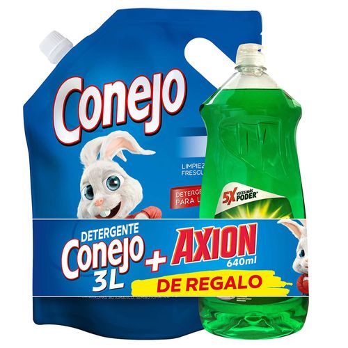 Pack Deter CONEJO Fresh 3 L + Detergente AXION de Regalo