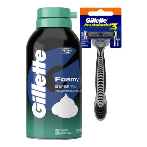 Espuma de afeitar GILLETTE sensitive 312 g + prestobarba