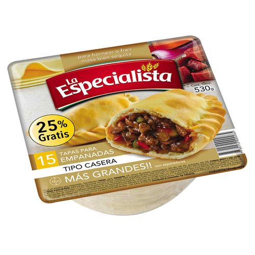 Tapa empanadas LA ESPECIALISTA caseras x 15 un. 530 g