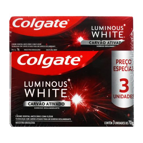 Pack x 3 Crema Dental COLGATE Luminous Carbón 70 g