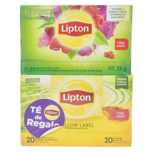 Pack Té LIPTON Yellow Label 20 Sobres + Té Verde Frutos