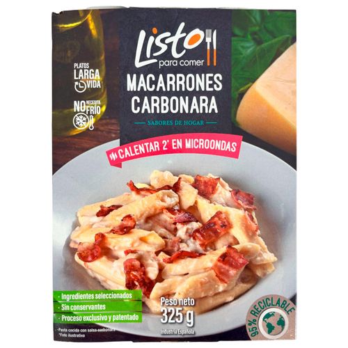Macarrones con salsa carbonara listo para comer 325 g