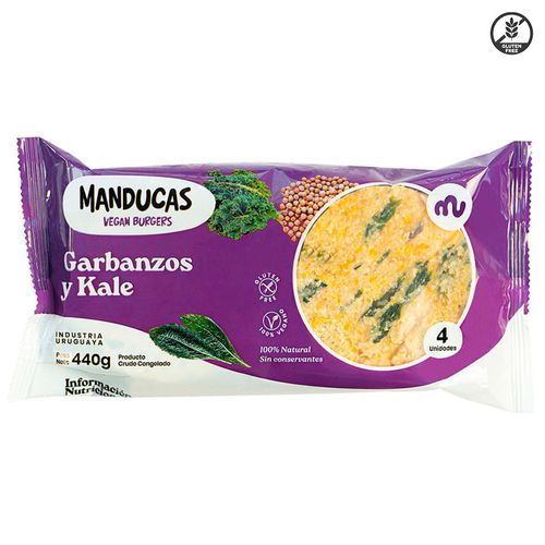 Hamburguesas de garbanzo y kale MANDUCAS x4 un. 440 g