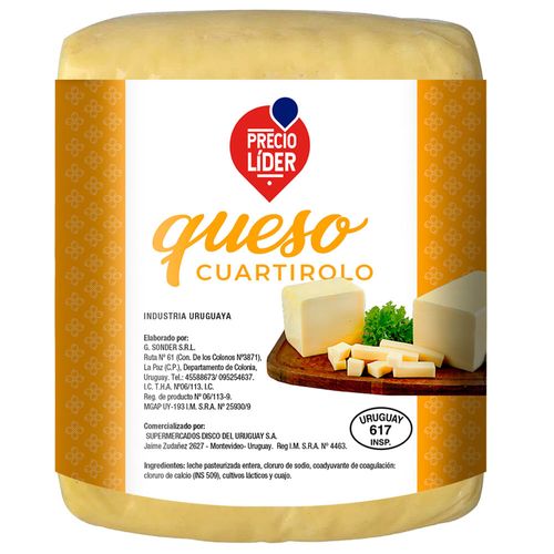 Queso cuartirolo fraccion PRECIO LIDER kg