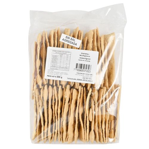 Galleta artesanal multigrano sin sal agregada 200 g