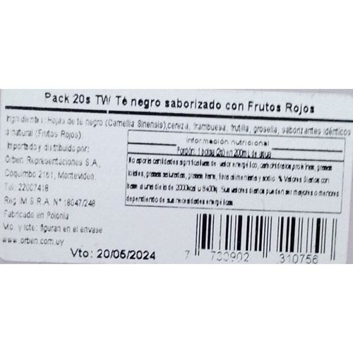 Té TWININGS Four Red Fruits 20 un.