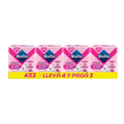 Pack 4 x 3 Toalla Femenina NOSOTRAS Invisibles 8 un.