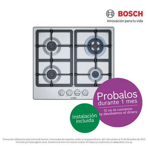 Anafe de empotrar en acero inox. BOSCH Mod. PGH6B5B90